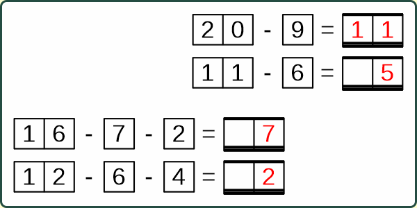 Subtraktion einstellig-zweistellig