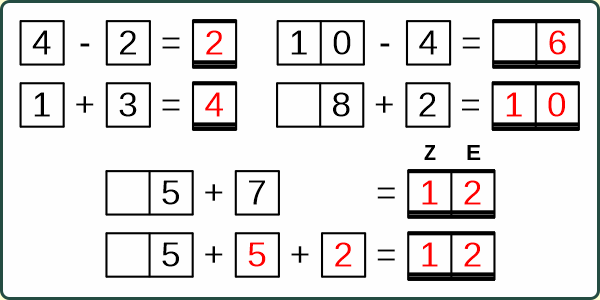 Addition oder Subtraktion einstellig-zweistellig 