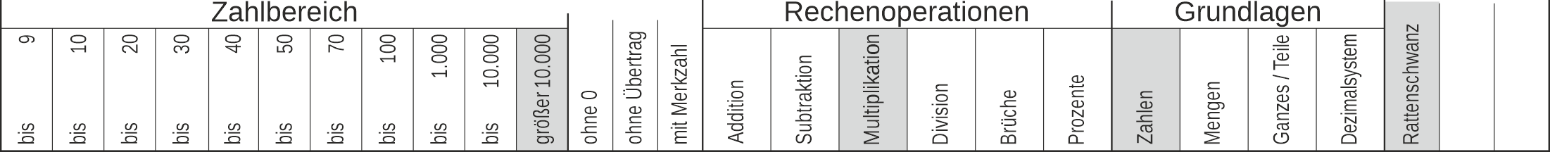 30_25 Streifen Multiplikation Rattenschwanz fünfstellig