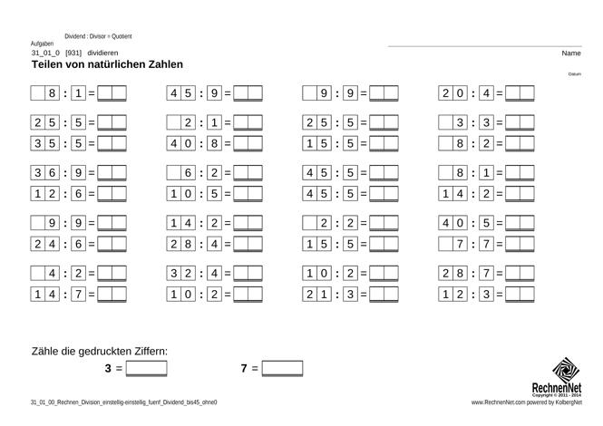 31_01_0 Rechnen Division einstellig-einstellig fuenf_Dividend_bis45_ohne0