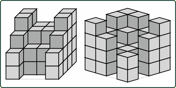 84_44 Geometrie Würfel Bauplan 4x4x4