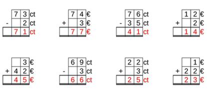 12_22 Addition Subtraktion Cent-Euro zweistellig