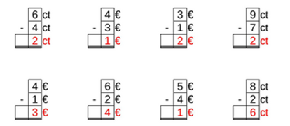 11_21 Subtraktion Cent-Euro einstellig