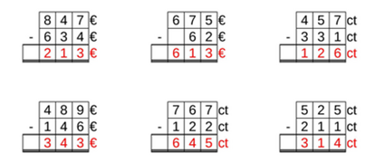 11_23 Subtraktion Cent-Euro dreistellig